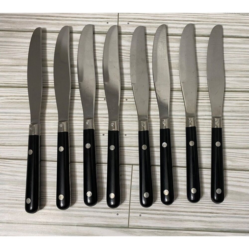 WF Washington Forge MARDI GRAS BLACK Stainless Flatware Butter Knives Set of 8
